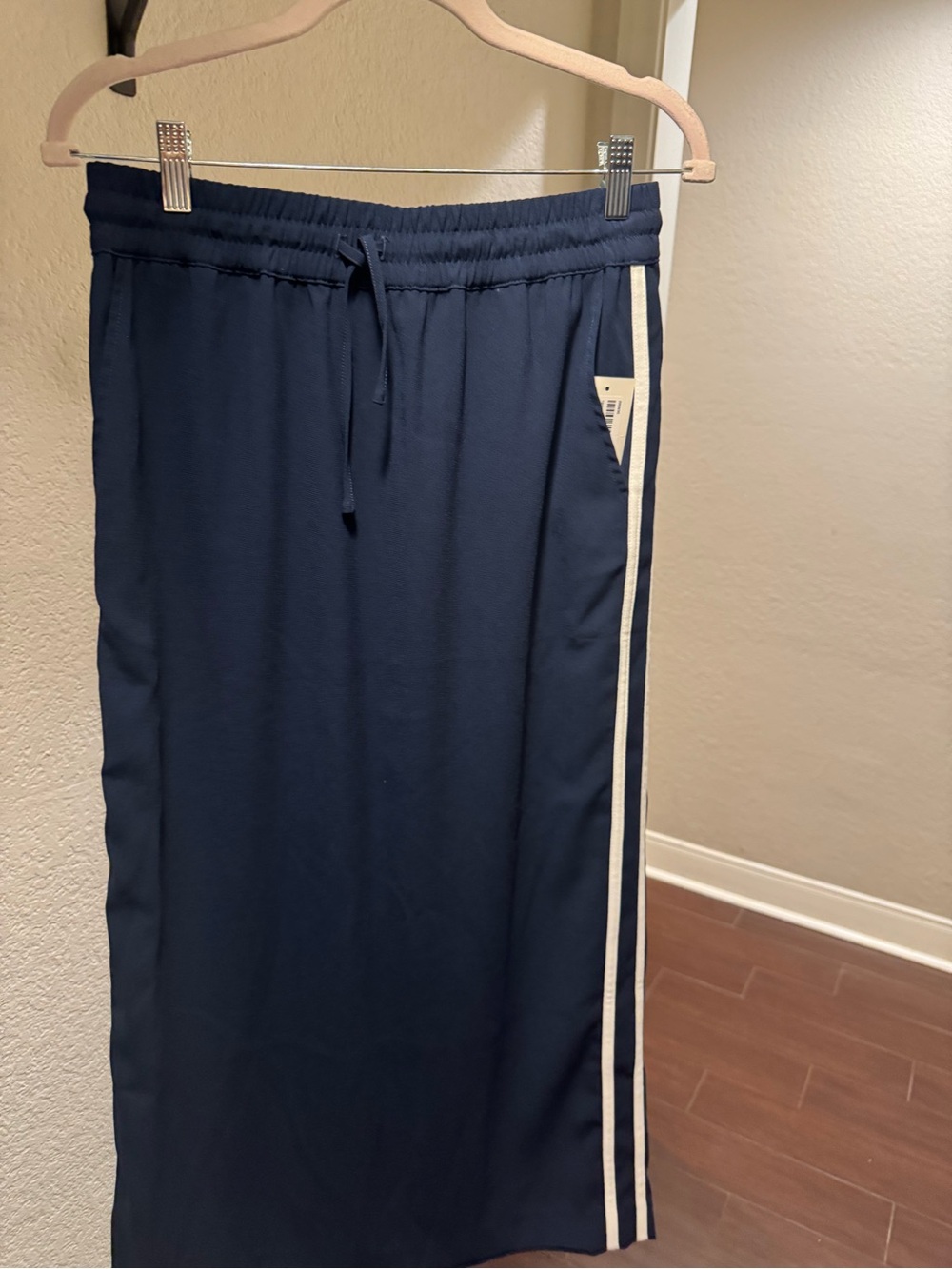Z Supply Navy Midi Skirt with White Side Stripes